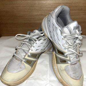 Prince T24 White Silver & Gold Tennis Shoes Women's Size 8 Pickle-ball